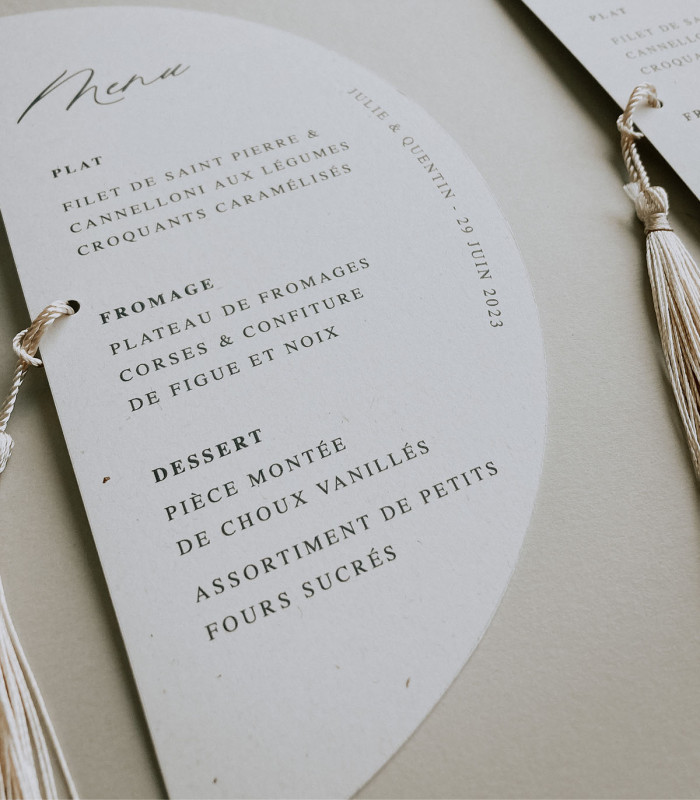 copy of Menu de Mariage à l'assiette avec dorure