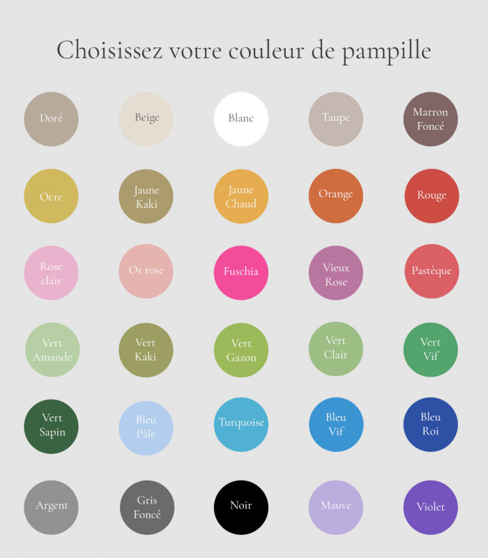 Menu de Mariage Demi-Lune avec Pampille en coton Colorée