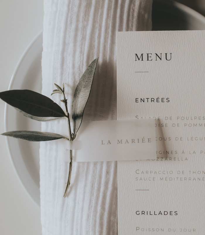 Marque-places Papier Calque & Brin d'Olivier